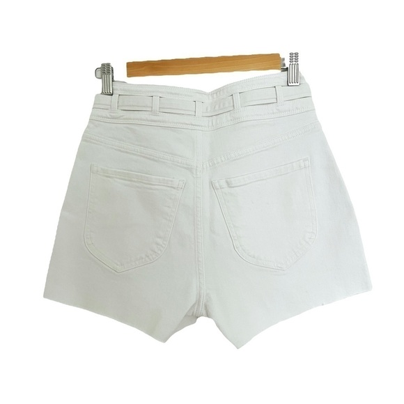 FRAME LE BRIGETTE TRIPLE TIE WAIST DENIM SHORTS IN WHITE - Picture 6 of 7